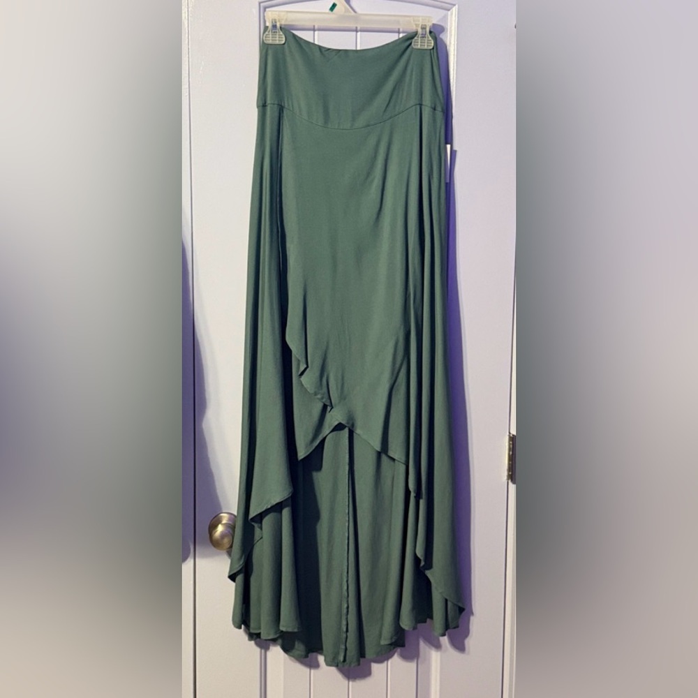 O’Neill Ambrosia High Low Maxi Skirt Sage Green Boho Resort Festival  XS  NWT - Picture 6 of 13